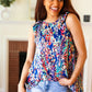 Weekend Ready Navy Floral Ruffle Sleeveless Top