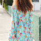 Feeling Femme Aqua Floral Ribbon Bow Tie Babydoll Dress