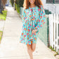 Feeling Femme Aqua Floral Ribbon Bow Tie Babydoll Dress