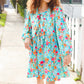 Feeling Femme Aqua Floral Ribbon Bow Tie Babydoll Dress