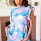 Sky Blue & Lavender Double Flutter Sleeve Mock Neck Top