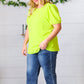 Neon Green Round Neck Puff Sleeve Crepe Top