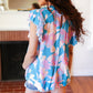 Sky Blue & Lavender Double Flutter Sleeve Mock Neck Top