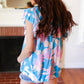 Sky Blue & Lavender Double Flutter Sleeve Mock Neck Top