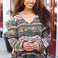 Beautiful You Green Floral Stripe Woven Blouse