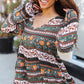Beautiful You Green Floral Stripe Woven Blouse