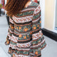 Beautiful You Green Floral Stripe Woven Blouse