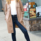 Dark Beige Veagan Leather Snap Button Shirt Jacket