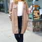 Dark Beige Veagan Leather Snap Button Shirt Jacket