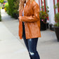 Open Your Heart Rust Vegan Leather Snap Button Shacket