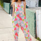 Stand Out Multicolor Boho Patchwork Wide Leg Overall Jumpsuit