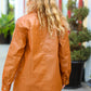 Open Your Heart Rust Vegan Leather Snap Button Shacket