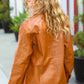 Open Your Heart Rust Vegan Leather Snap Button Shacket
