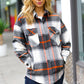 Charcoal & Rust Plaid Flannel Button Down Oversized Jacket