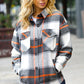 Charcoal & Rust Plaid Flannel Button Down Oversized Jacket