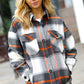Charcoal & Rust Plaid Flannel Button Down Oversized Jacket