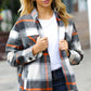 Charcoal & Rust Plaid Flannel Button Down Oversized Jacket