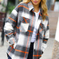 Charcoal & Rust Plaid Flannel Button Down Oversized Jacket