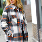Charcoal & Rust Plaid Flannel Button Down Oversized Jacket