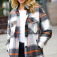 Charcoal & Rust Plaid Flannel Button Down Oversized Jacket