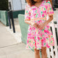 Beautiful You Rose Floral Print Ric Rack Trim Babydoll Dress