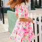 Beautiful You Rose Floral Print Ric Rack Trim Babydoll Dress
