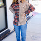 Make A Statement Rust & Taupe Plaid Color Block Shacket
