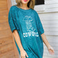 Emerald Cotton Blend COWGIRL Graphic Long Tee