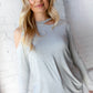 Grey Stripe Cold Shoulder Cut Out Knit Top