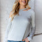 Grey Stripe Cold Shoulder Cut Out Knit Top