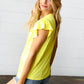 Yellow Wide Rib Frilled Short Sleeve Yoke Top