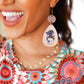 USA Flag "#MOMLIFE" Wooden Dangle Earrings