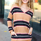 Casual Chic Taupe Hacci Stripe Pocketed Tunic/Dress
