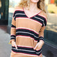 Casual Chic Taupe Hacci Stripe Pocketed Tunic/Dress