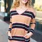Casual Chic Taupe Hacci Stripe Pocketed Tunic/Dress