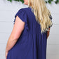 Navy Floral Embroidered Flutter Sleeve Top