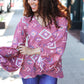 Boho Vibes Elastic Long Sleeve Aztec Print V Neck Pullover