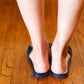 Black Chain Detail Notched Slide Sandals