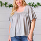 Grey Tie Back Crochet Square Neck Top