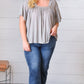 Grey Tie Back Crochet Square Neck Top