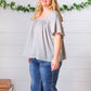 Grey Tie Back Crochet Square Neck Top