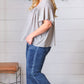 Grey Tie Back Crochet Square Neck Top