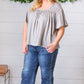Grey Tie Back Crochet Square Neck Top