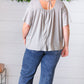 Grey Tie Back Crochet Square Neck Top