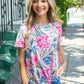 Coral Floral Print Front Knot Top