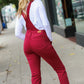 Scarlet High Waist Denim Double Cuff Overalls