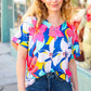 Navy & Yellow Tropical Floral V Neck Top