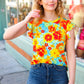 Yellow & Red Floral Flutter Sleeve Top