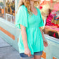Mint Smocked Woven Flutter Sleeve Top