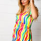 Multicolor Wavy Stripe Shoulder Tie Detail Top